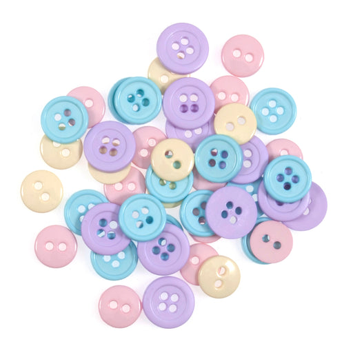 Craft Buttons Pack of 125 - Mix of 2-Hole and 4-Hole - Pastel Shades