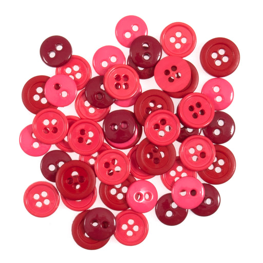 Craft Buttons Pack of 125 - Mix of 2-Hole and 4-Hole - Red Shades