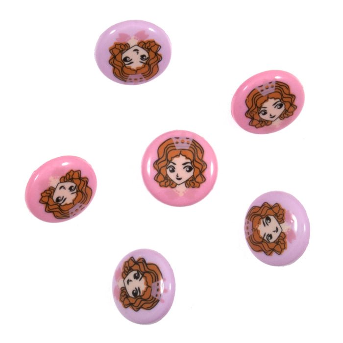 Novelty Craft Buttons, Princess, Pack of 6