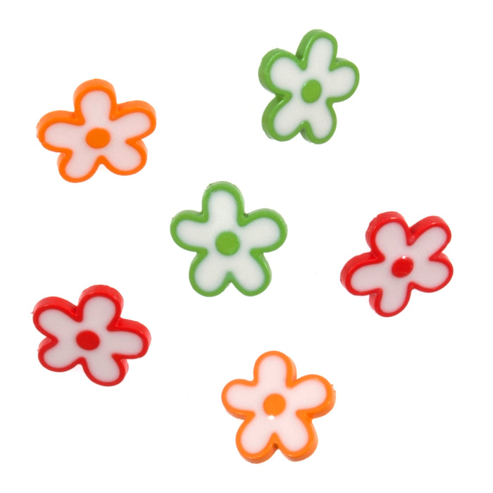 Novelty Craft Buttons, Flowers,  Pack of 6