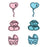 Novelty Craft Buttons, Pram / Mother and Hearts in Blue and Pink, Pack of 6