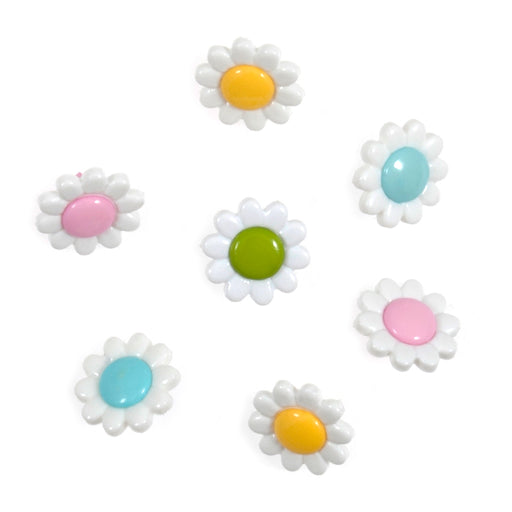 Novelty Craft Buttons, Pastel Daisy, Pack of 7