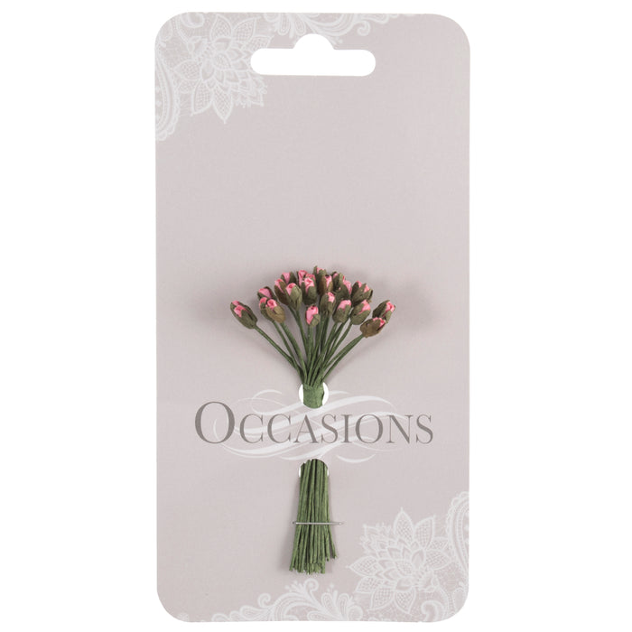 3mm Paper Miniature Rose Buds x 16 Stems - Pink