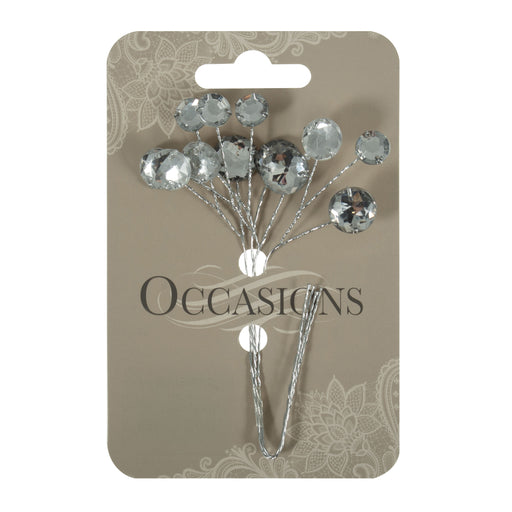 Crystals Mixed Mirror Pick 13mm - Clear Silver