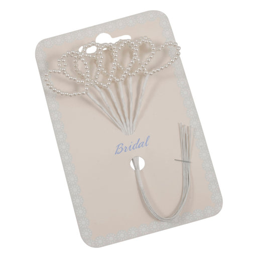 6 Stem Ivory Pearl Hearts Wired stems