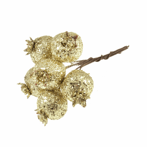 Gold Glitter Pomegranates on a Wire: 1 bunch of 12 wires