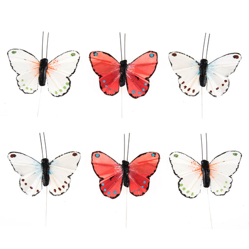 Butterflies on Wire 7cm - Assorted Pack of 6
