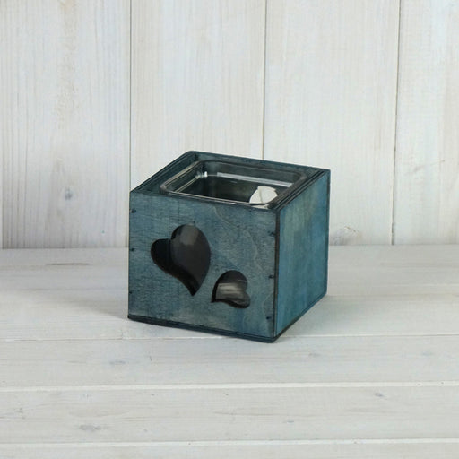  Turquoise Wooden Tealight Holder x 8cm
