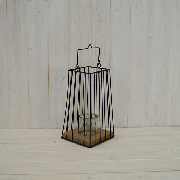 Small Square Black Wire Lantern (27.5cm)