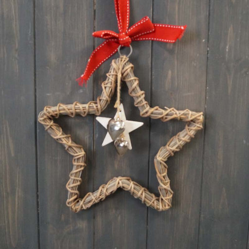 15cm Wicker star with Red Ribbon