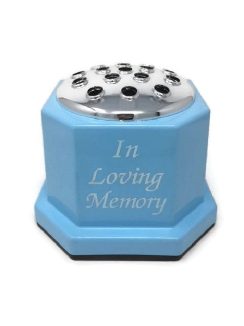 Baby Blue Square Based Memorial Pot - In Loving Memory