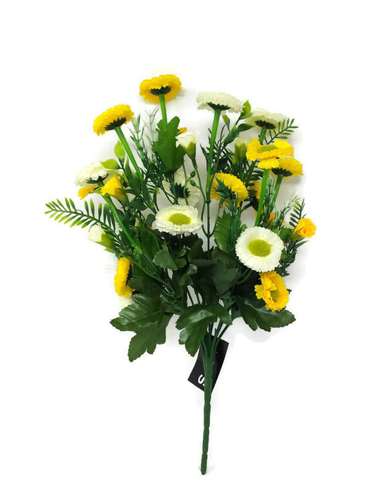 Bellis Daisy Bush x 38cm - Yellow and Ivory