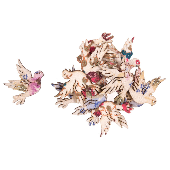 Wooden Craft Embellishments - Floral Birds - Pack of 12