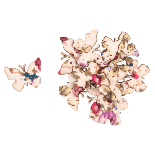 Wooden Craft Embellishments - Floral Butterflies - Pack of 12