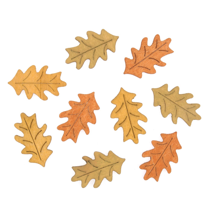 Stressed Wooden Autumn Leaves  Pack of 9