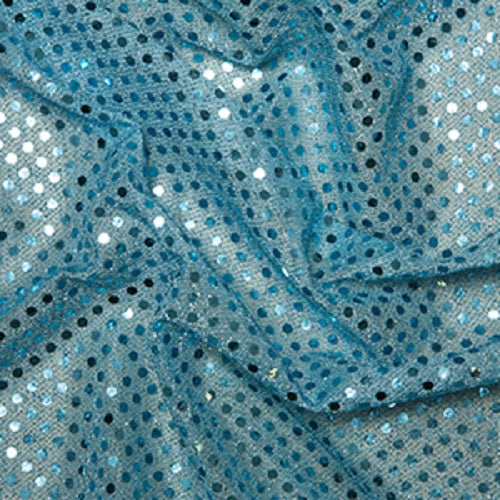 1 Metre Pale Blue Sequin Jersey Fabric with 3mm Diameter Sequins