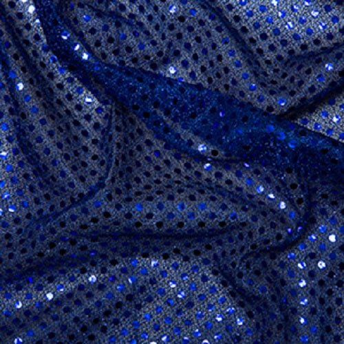 1 Metre Royal Blue Sequin Jersey Fabric with 3mm Diameter Sequins