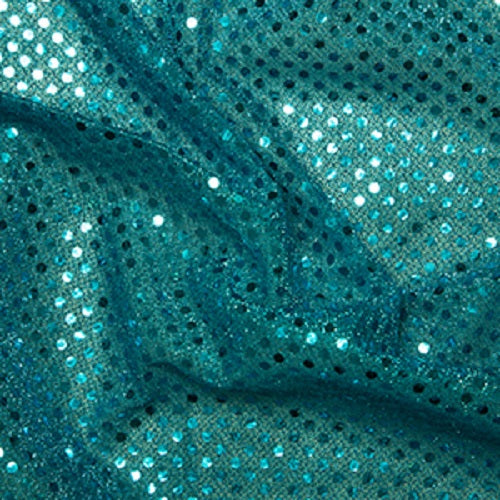1 Metre Turquoise Sequin Jersey Fabric with 3mm Diameter Sequins
