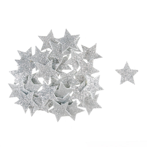 Craft Embellishments 35 Glitter Stars - Silver