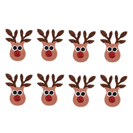 Craft Embellishments - Glitter Reindeers x 8