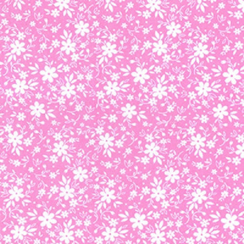 1 metre Pink Polycotton Vintage Daisy Flower Print x 112cm