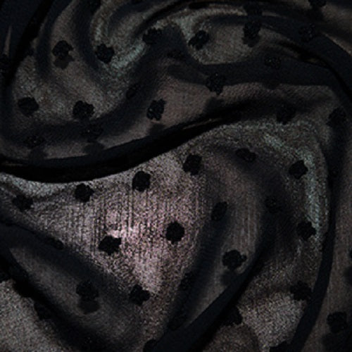 1 Metre Black Knot Chiffon Fabric x 148cm