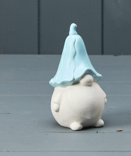 Cement Gonk with Floral Hat - Blue