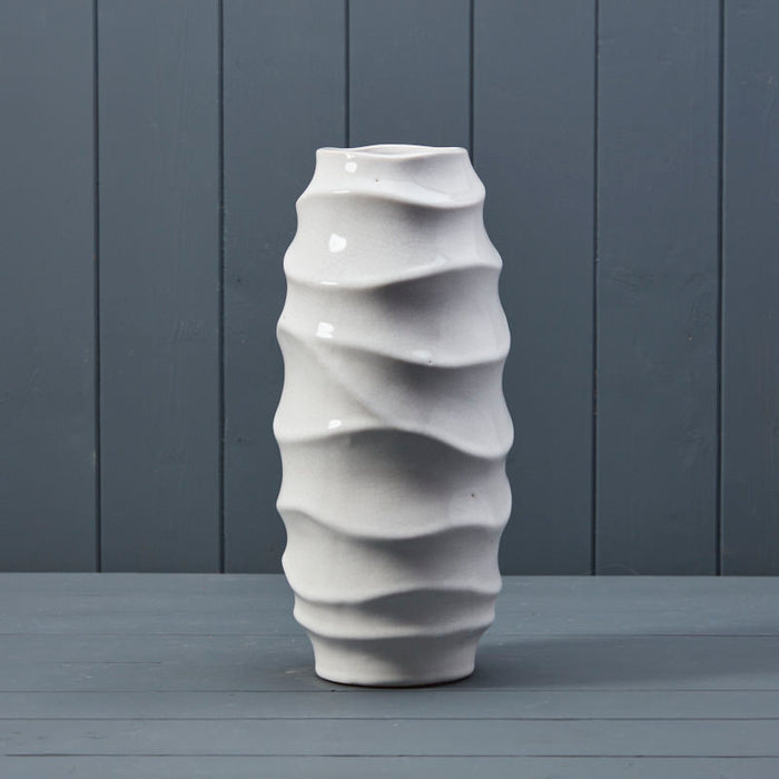 White Waves Ceramic Vase 31cm