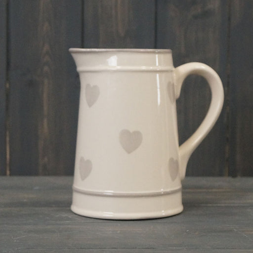 Cream Ceramic Jug with faded Heart detail
