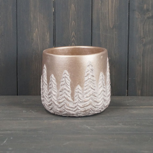 Champagne Gold Pot with Embossed Trees (TD13.5cm)
