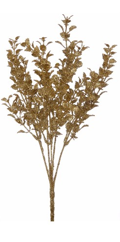 5 Stem Glittered Eucalyptus Bush x 30cm - Gold