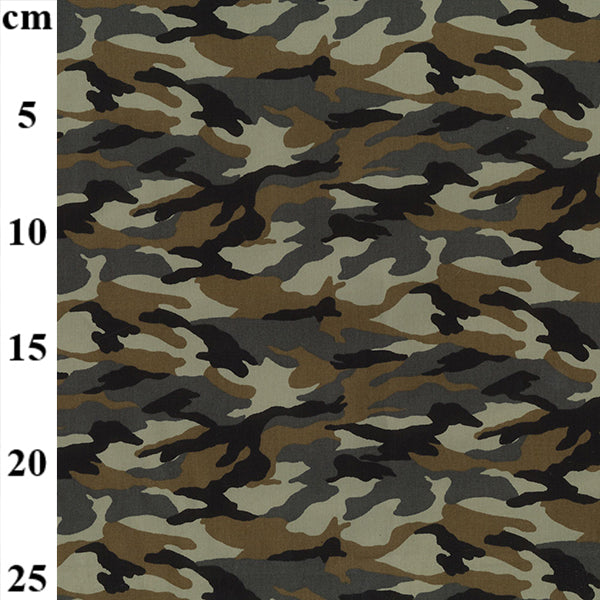 1M 100% Cotton Poplin Forest Camouflage Fabric x 112cm / 44"
