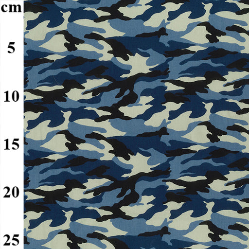 1M 100% Cotton Poplin Urban Blue Camouflage Fabric x 112cm / 44"