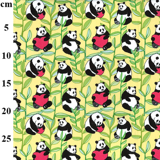 100% Cotton Poplin Panda Love Fabric x 110cm/44" - Sold by the Metre