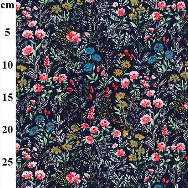 1m Meadow Flowers on Navy Background100% Cotton Fabric x 110cm  Width