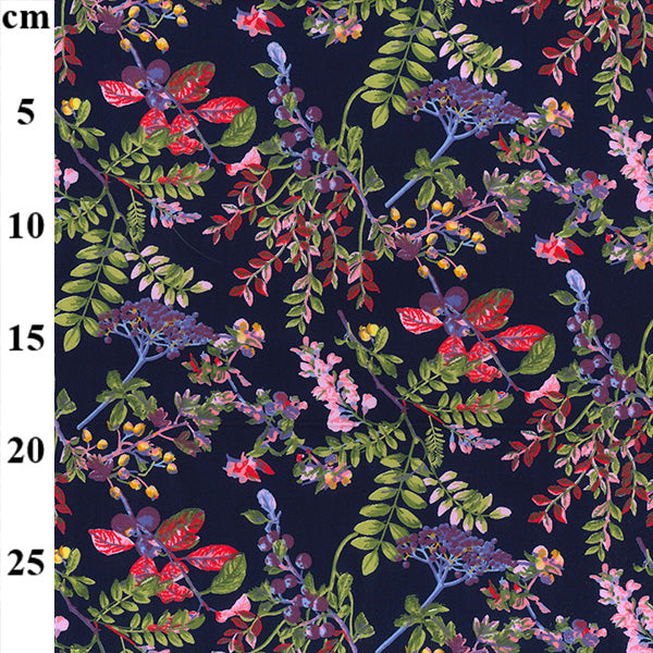 1 Metre Meadow Flowers on Navy Background Width: 110cm (45 inches)