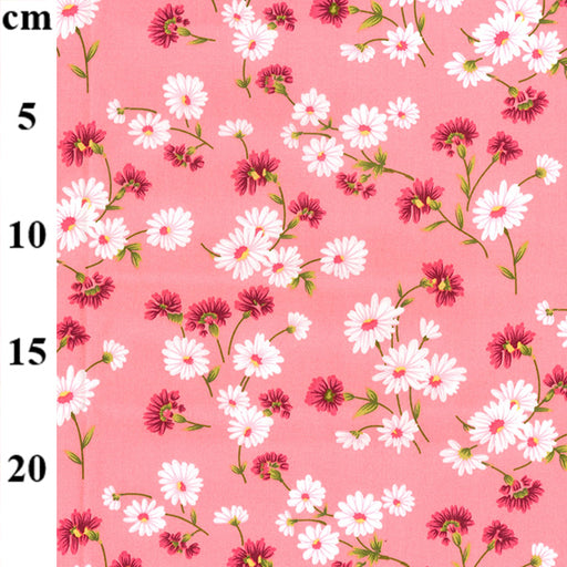 1 Metre Aster Daisy on Pink Background Fabric Width: 112cm (44 inches)