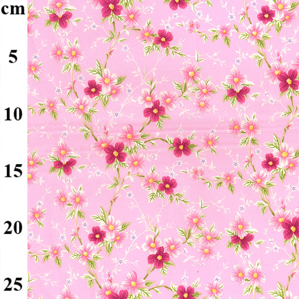 Cosmos Daisy on Pink Background Fabric Width: 112cm (44 inches) 1 Metre 100% Cotton Poplin