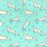 100% Cotton Fabric x 110cm/44" - Galloping Unicorns on Aqua Background