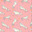100% Cotton Fabric x 110cm/44" - Galloping Unicorns on Pink Background