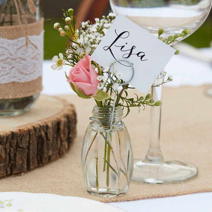 4 Glass Wedding Place Card Holders