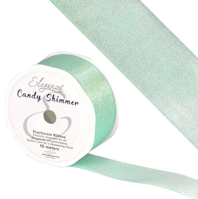 Candy Shimmer Metallic Iridescent Ribbon 38mm x 10m - Caribbean Blue
