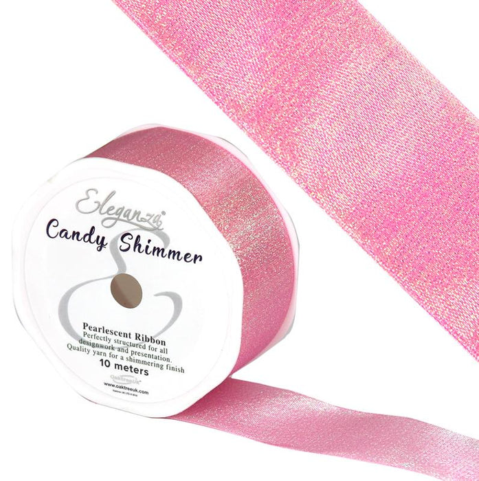 Candy Shimmer Metallic Iridescent Ribbon 38mm x 10m - Sugar Pink