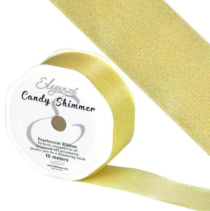 Candy Shimmer Metallic Iridescent Ribbon 38mm x 10m - Vanilla
