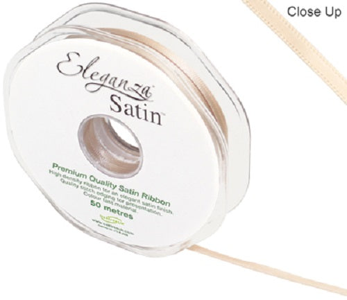 3mm x 50m Double Faced Satin Ribbon - Champagne Gold