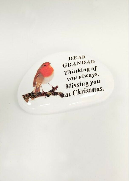 Christmas Robin Pebble - Dear Grandad