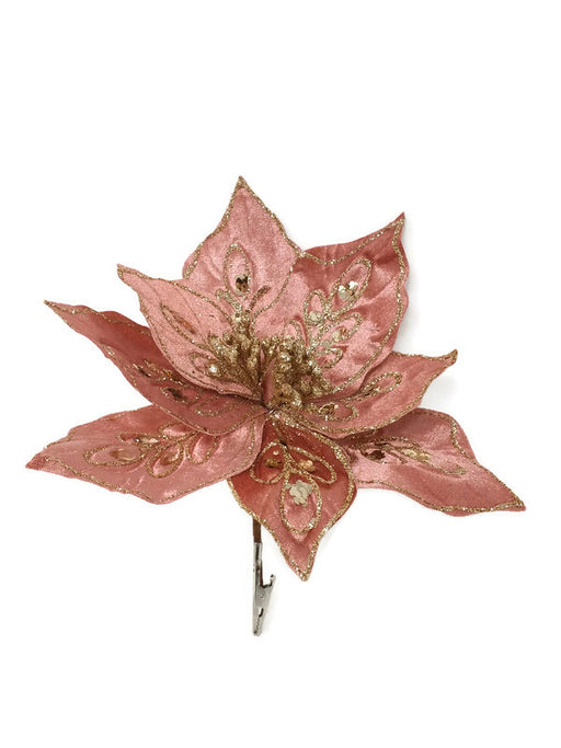 RAZ Imports Velvet Poinsettia Clip-On Flowers