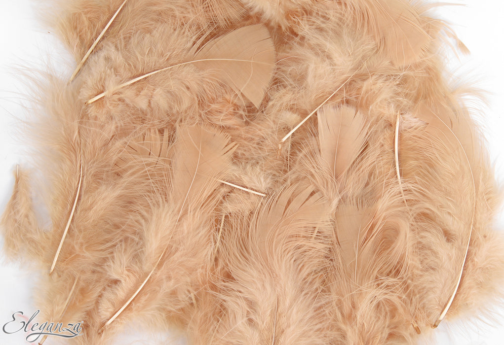 Craft Marabout Feathers Mixed sizes 3inch-8inch 8g bag - Natural