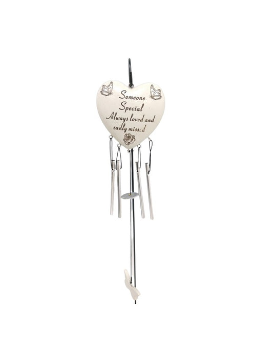 Memorial Heart Windchime  & Hanging Crook Stick - Someone  Special