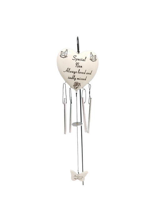 Memorial Heart Windchime  & Hanging Crook Stick - Special Nan